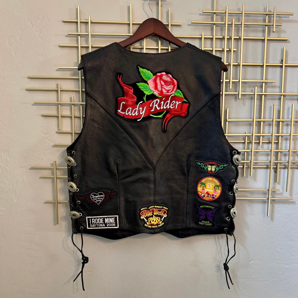 ATL 3XL Genuine Leather Lady Rider Daytona Motorcycle Vest